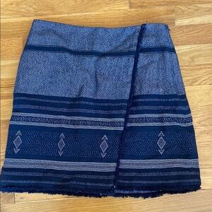 LOFT Blue Mini Pencil Skirt Wrap Style